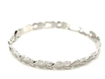 14k White Gold Heart Shape Textured Bracelet (6.35 mm)