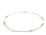 14k White Gold Anklet with Fancy Diamond Shape Filigree Stations