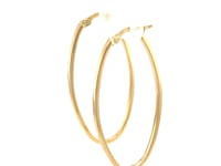 14k Yellow Gold Slim Oval Shape Hoop Earrings