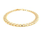 14k Two Tone Gold Pave Curb Bracelet (7.00 mm)