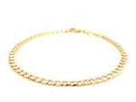 4.7mm 14k Two Tone Gold Pave Curb Bracelet