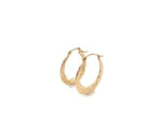 14k Yellow Gold Textured Graduated Twist Hoop Earrings