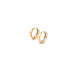 14K Yellow Gold Diamond Motif Faceted Huggie Earrings