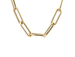 14k Yellow Gold Rounded Paperclip Chain Necklace