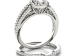 14k White Gold Diamond Engagement Ring with Teardrop Split Shank (7/8 cttw)