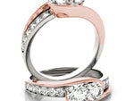 Two Stone Diamond Ring in 14k White And Rose Gold (3/4 cttw)