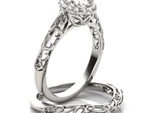 14k White Gold Halo Antique Style Round Diamond Engagement Ring (5/8 cttw)