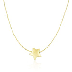 14k Yellow Gold Necklace with Shiny Puffed Sliding Star Charm - Justin Kyne Brand