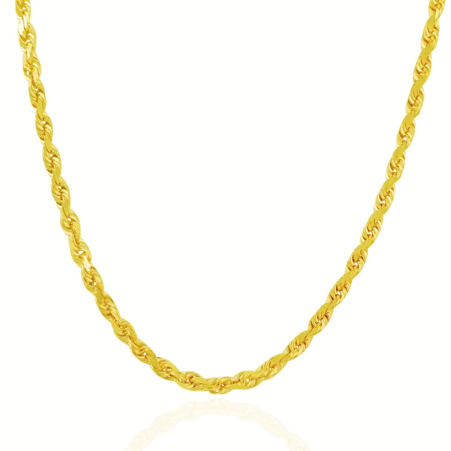 5.0mm 14k Yellow Gold Solid Diamond Cut Rope Chain