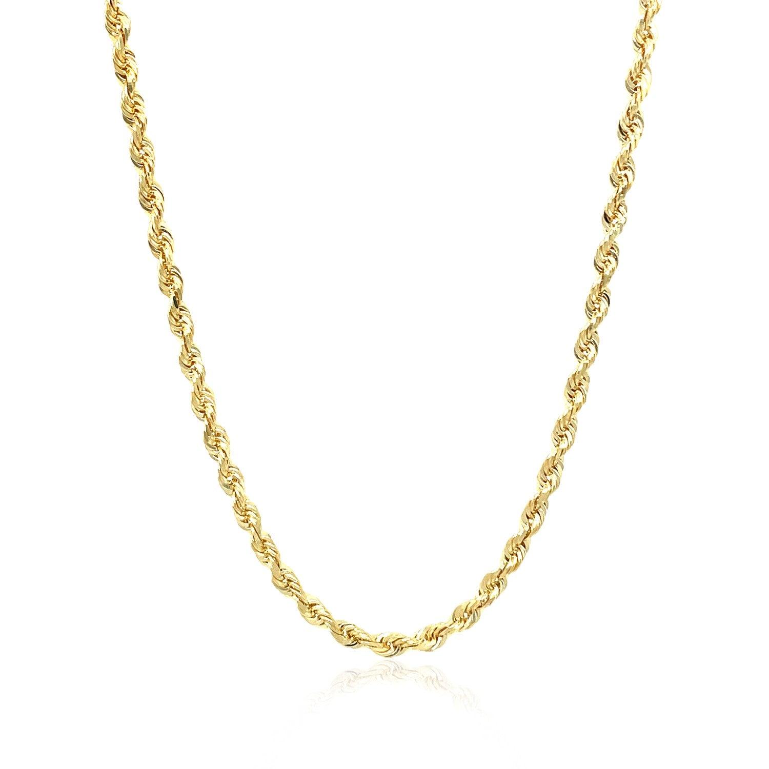 2.75mm 10k Yellow Gold Solid Diamond Cut Rope Chain