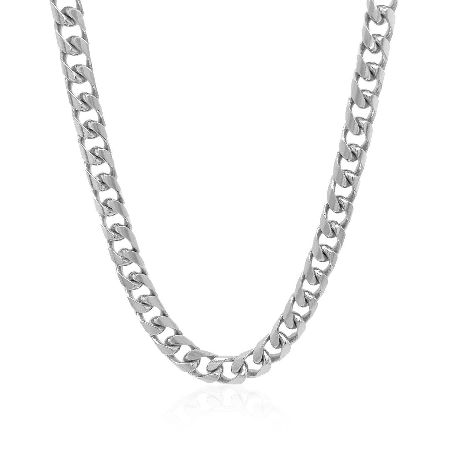 5.8mm 14k White Gold Solid Miami Cuban Chain