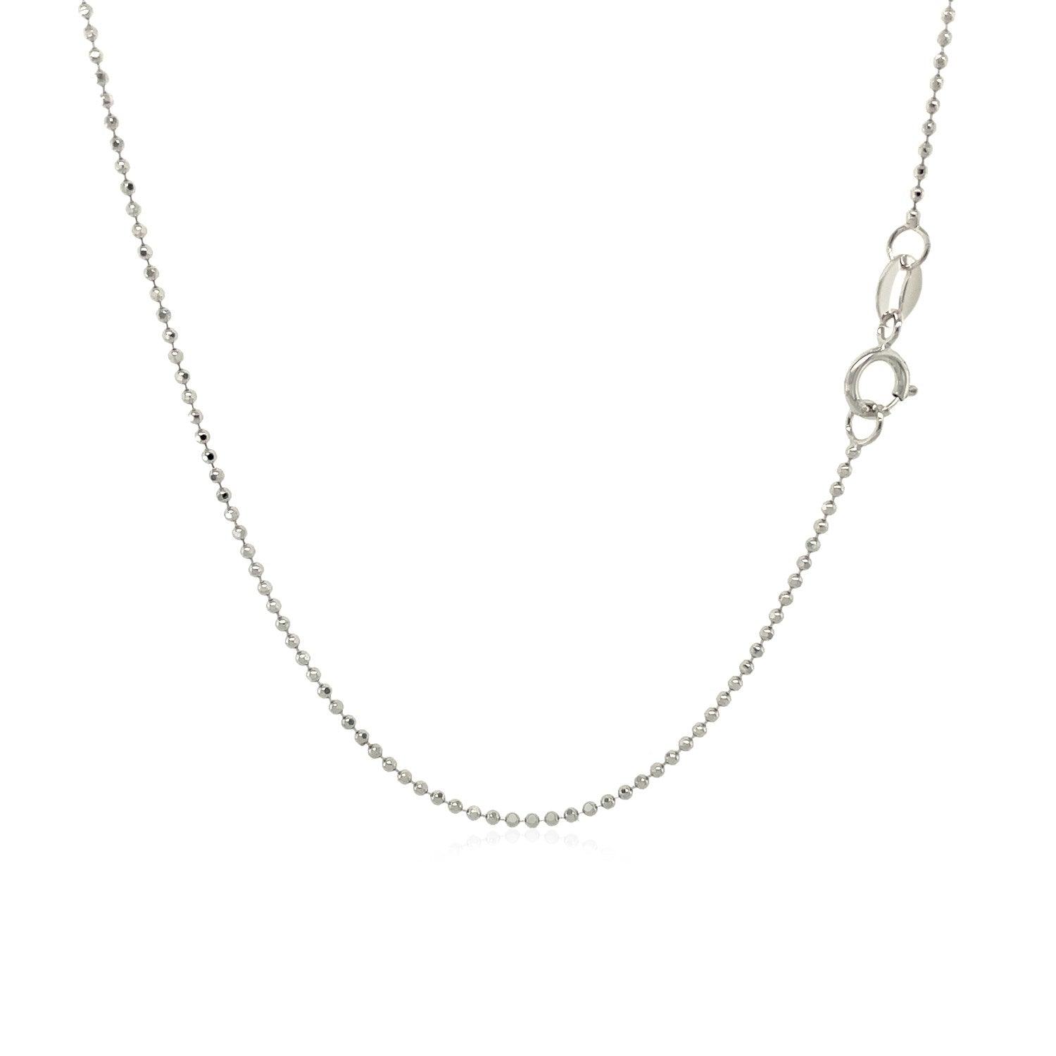 14k White Gold Diamond-Cut Bead Chain 1.0mm