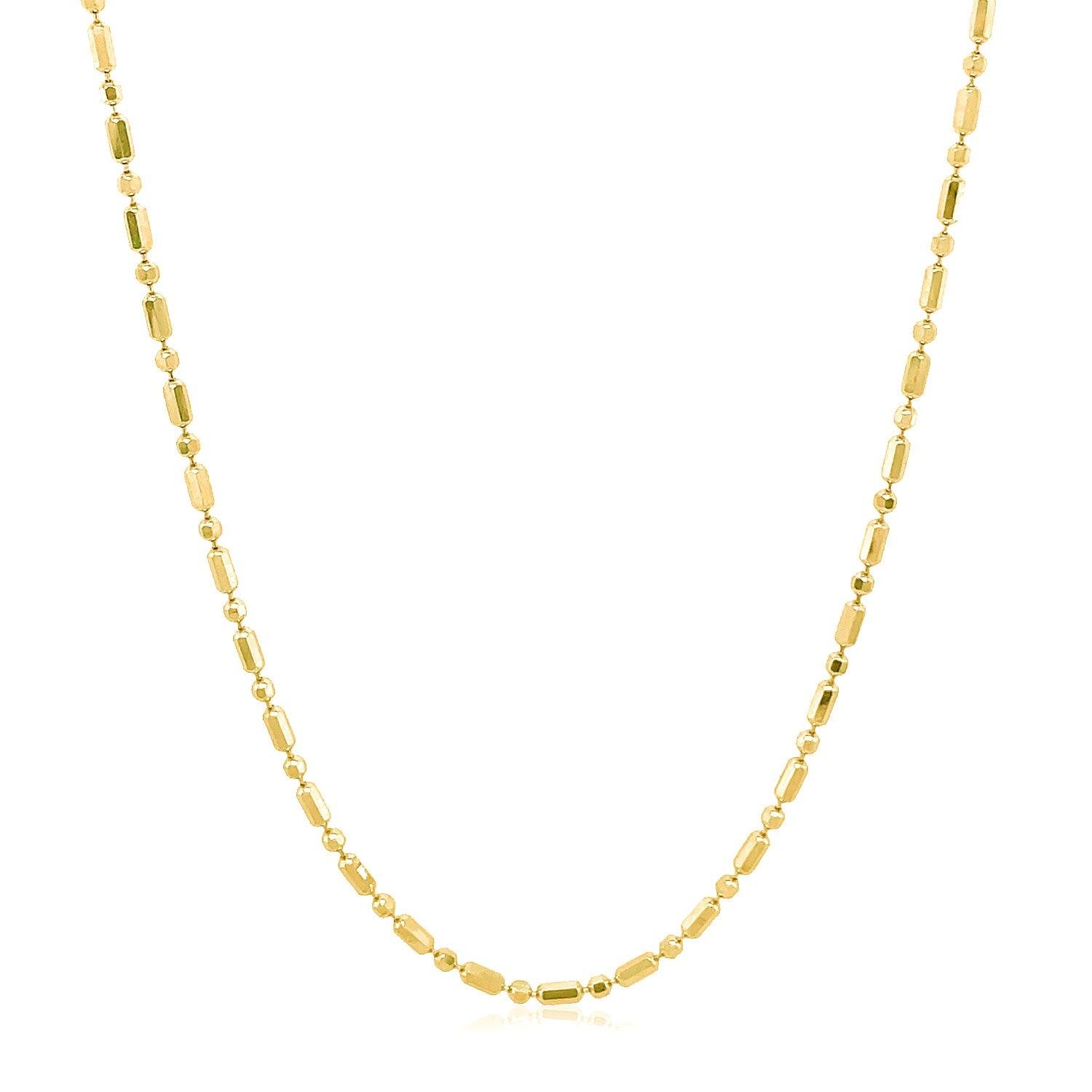 14k Yellow Gold Diamond-Cut Alternating Bead Chain 1.5mm