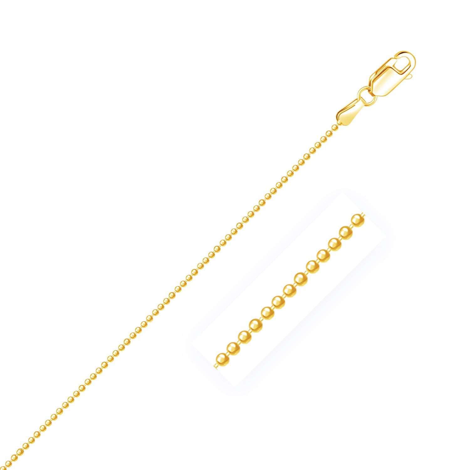 14k Yellow Gold Diamond-Cut Bead Chain 1.2mm