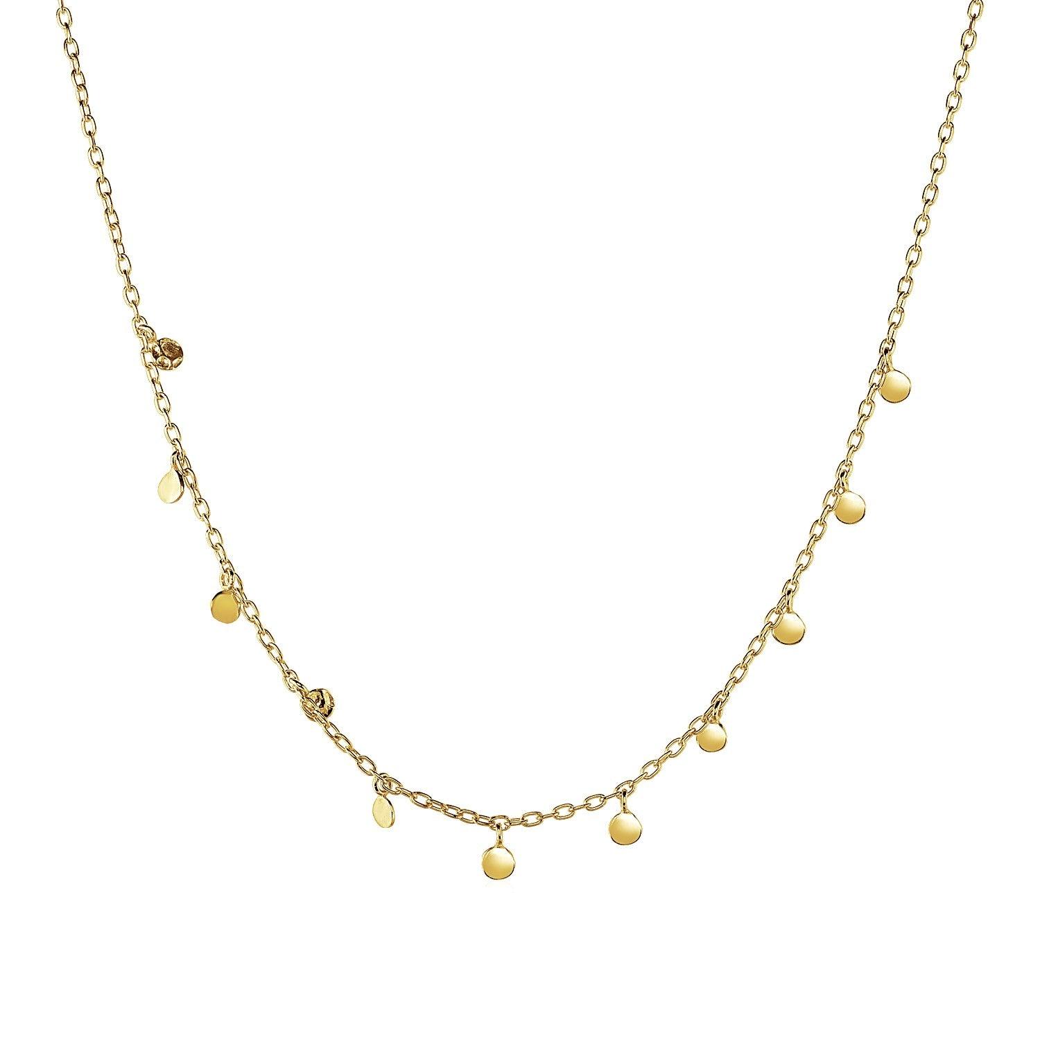 Choker Necklace with Hammered Beads in 14k Yellow Gold