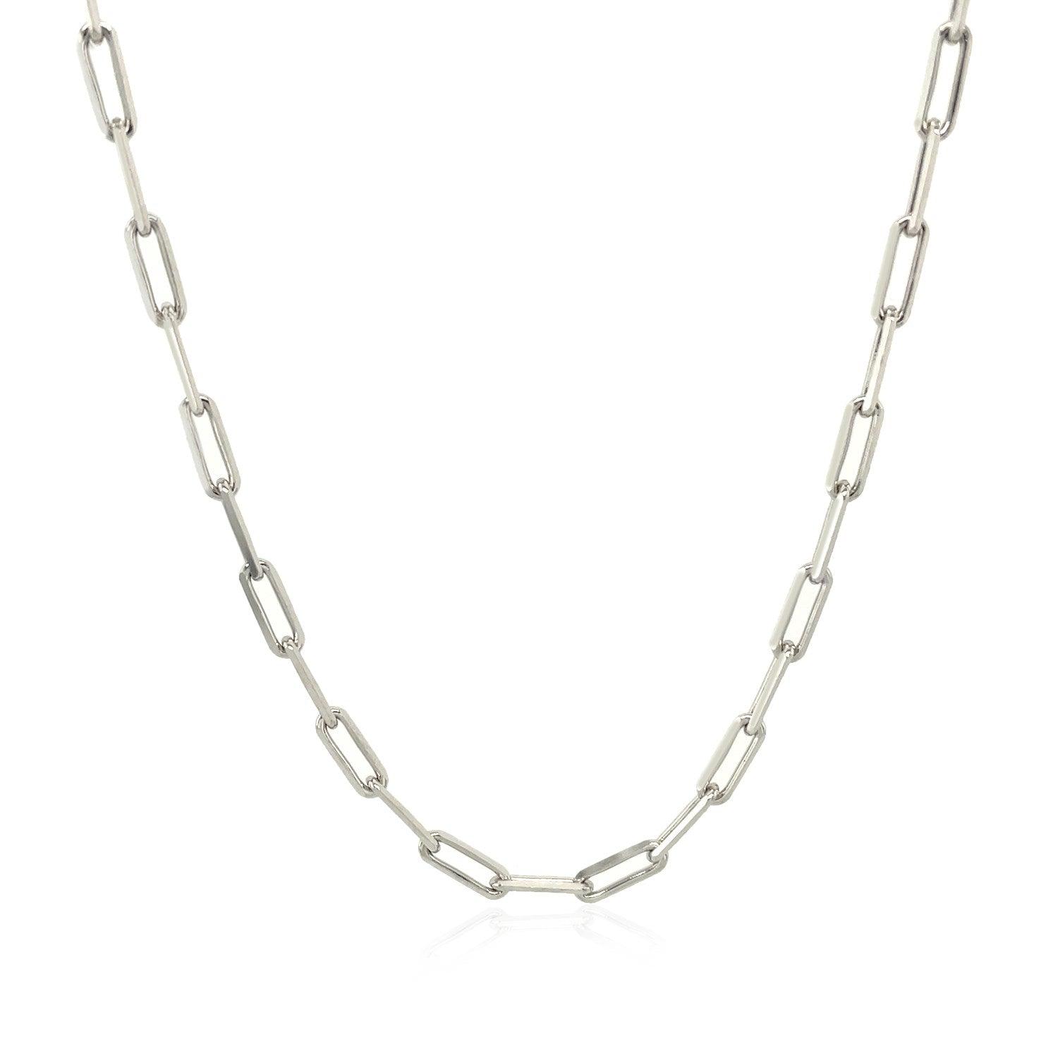 14K White Gold Paperclip Chain (2.5mm)