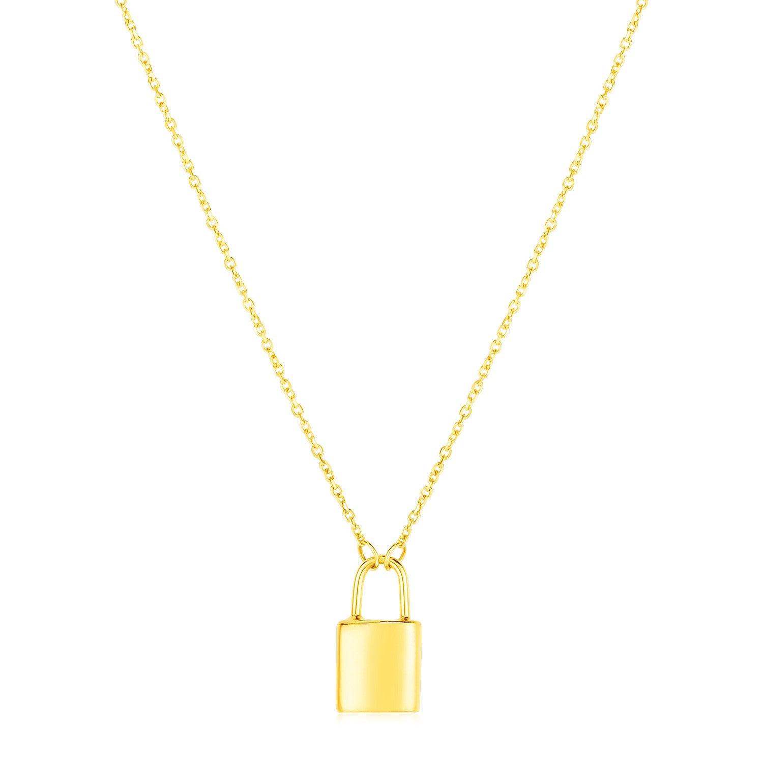 14k Yellow Gold Padlock Necklace