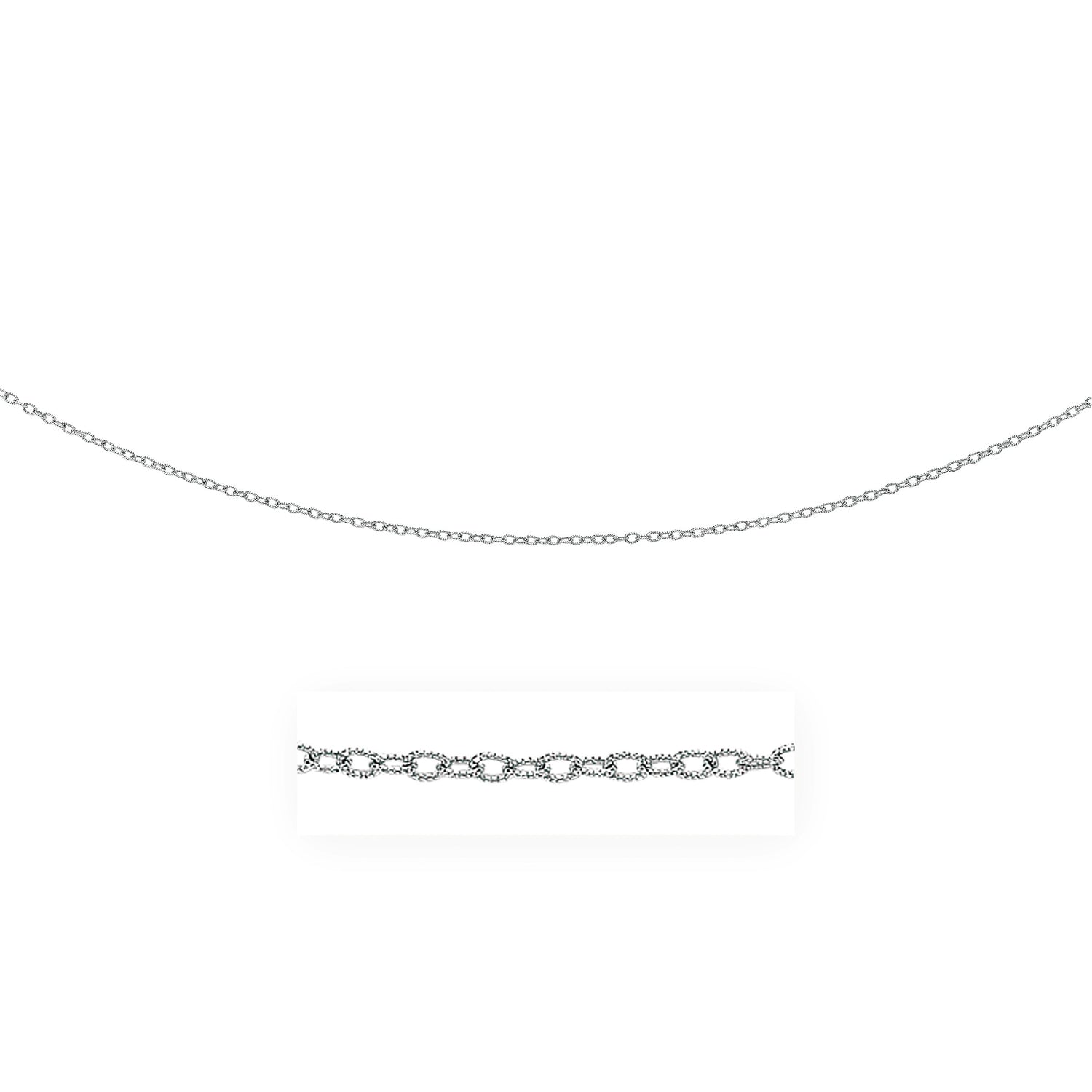 2.5mm 14k White Gold Pendant Chain with Textured Links