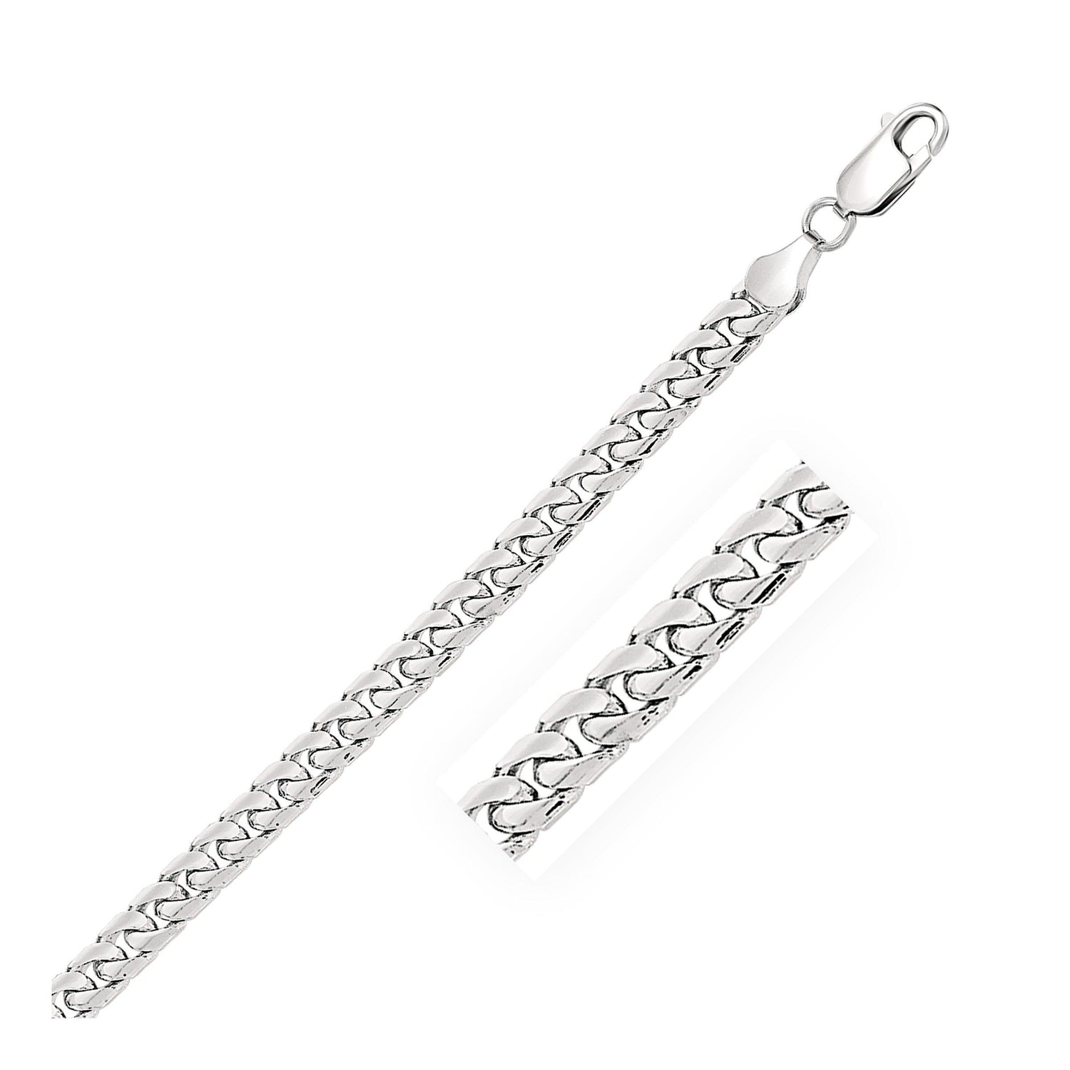 5.8mm 14k White Gold Solid Miami Cuban Bracelet