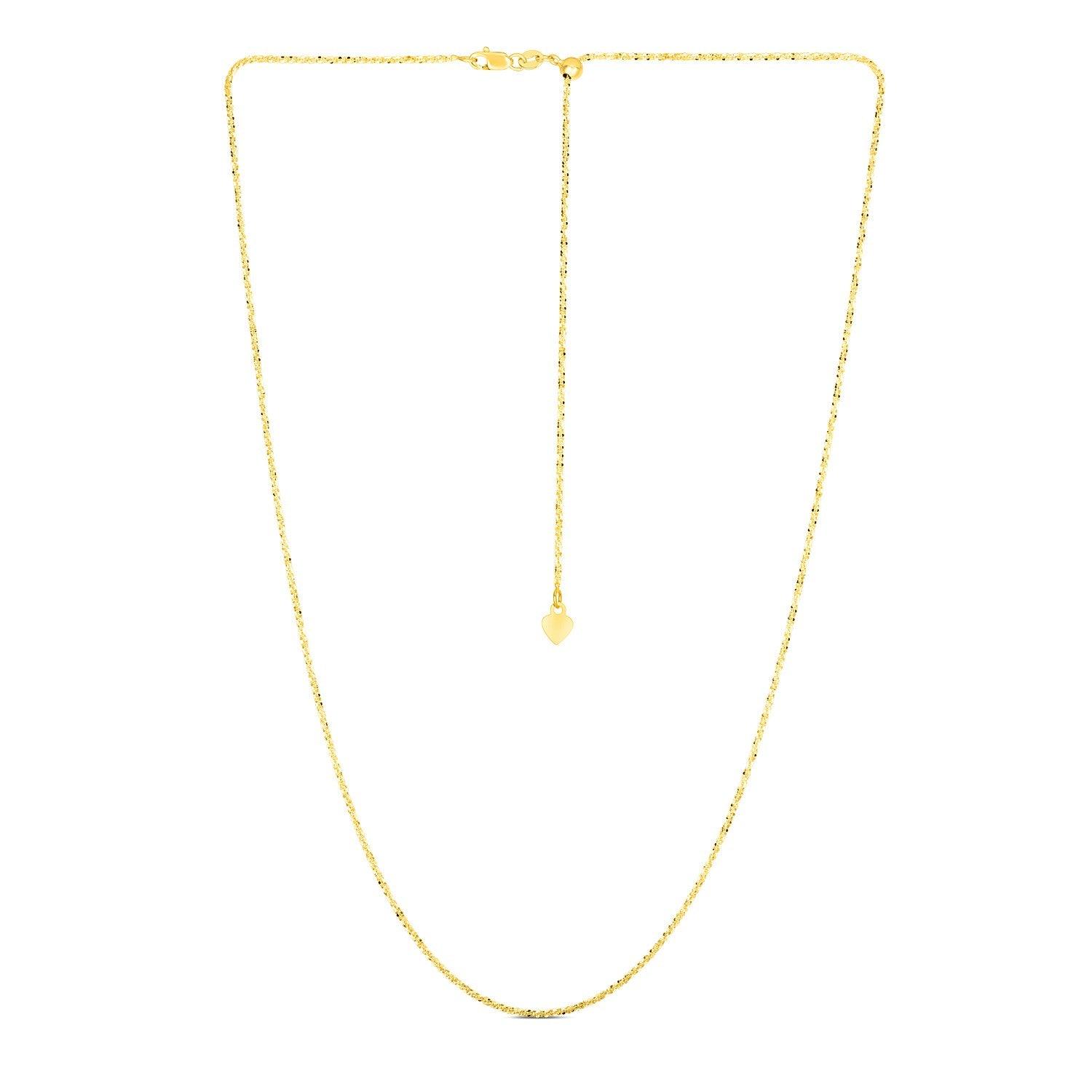 14k Yellow Gold Adjustable Sparkle Chain 1.5mm