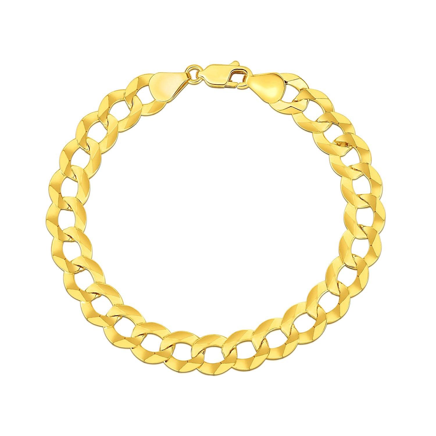 14k Yellow Gold Solid Curb Bracelet 10.0mm