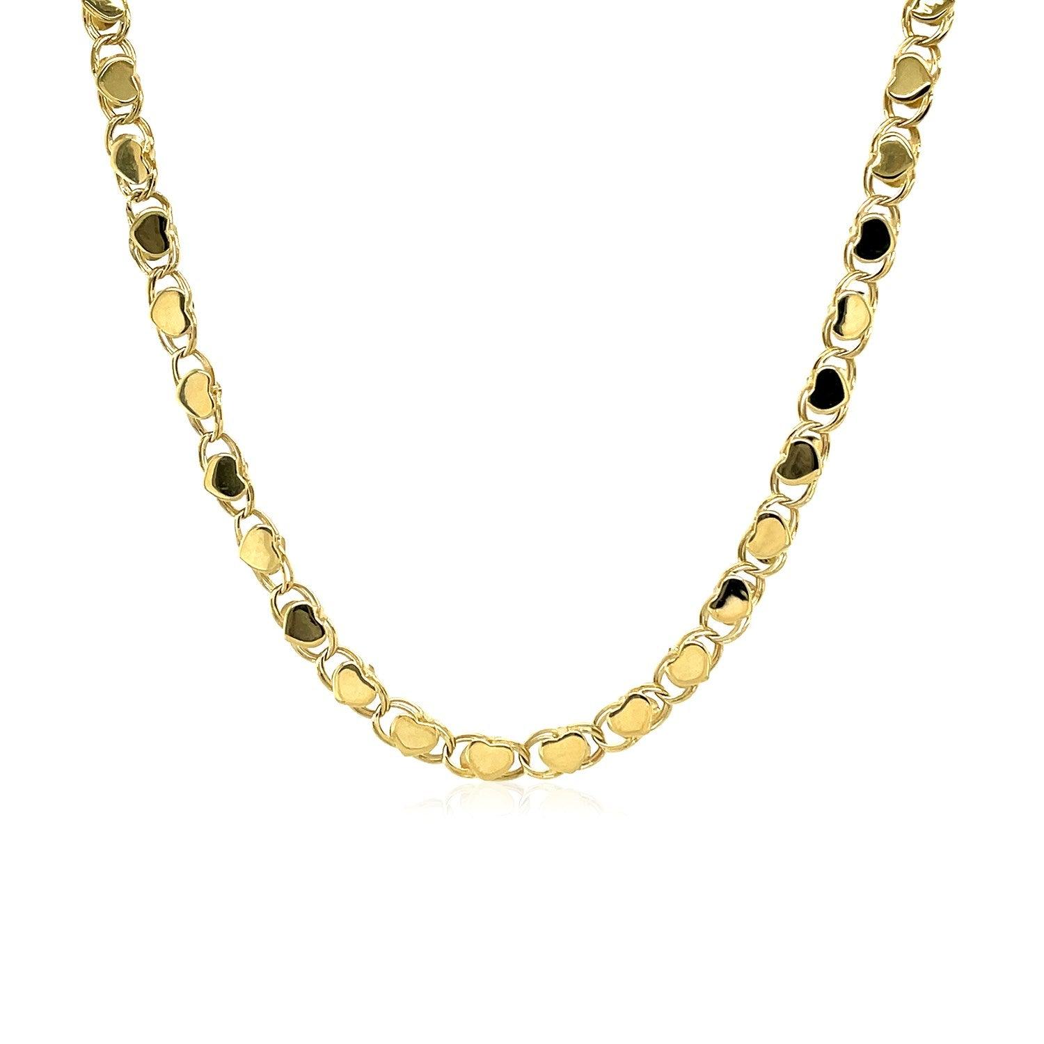 3.3mm 14k Yellow Gold Heart Chain