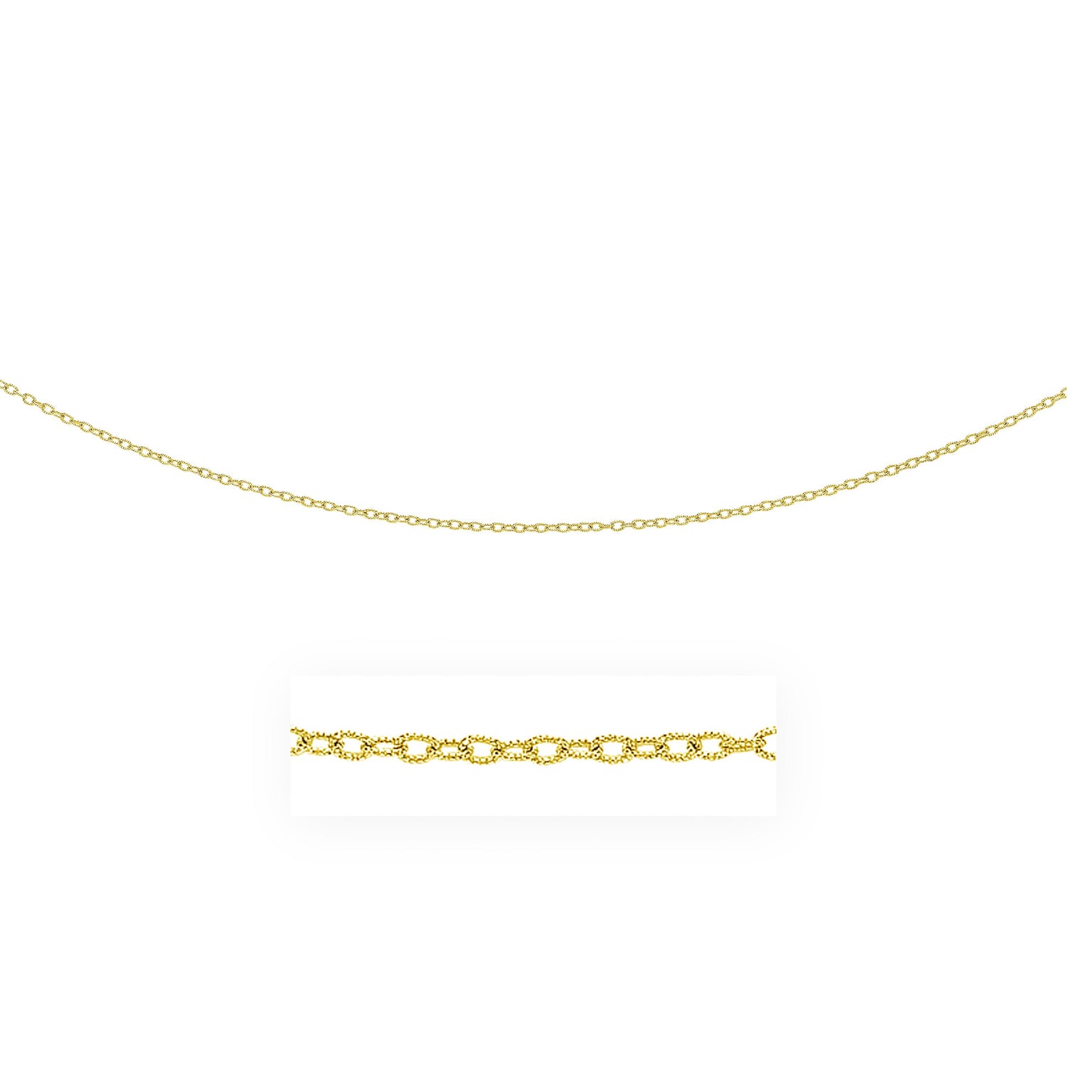 2.5mm 14k Yellow Gold Pendant Chain with Textured Links