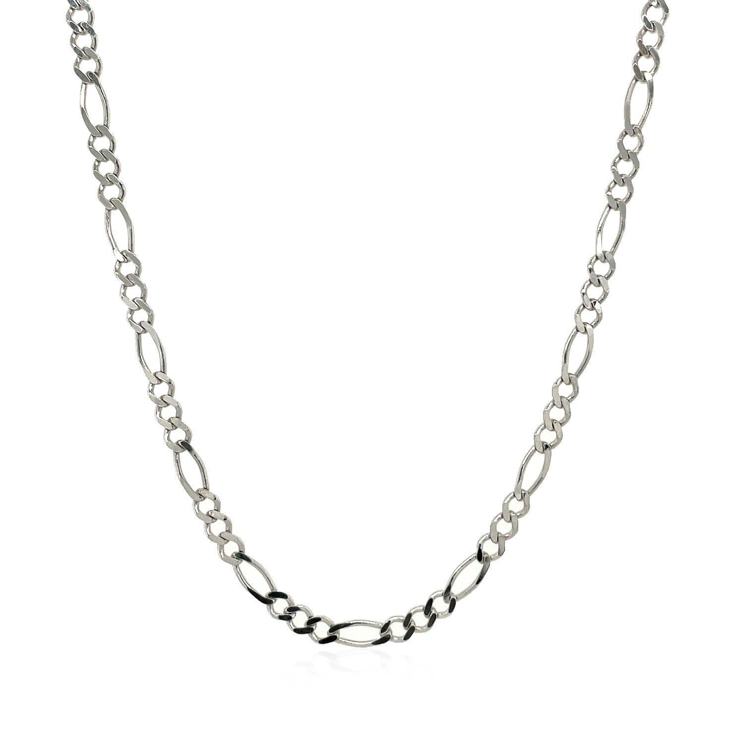 2.6mm 14k White Gold Solid Figaro Chain