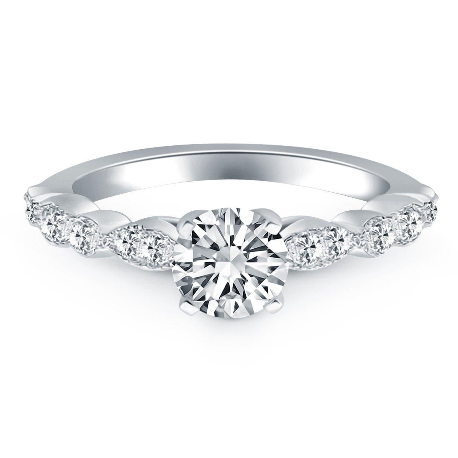 14k White Gold Fancy Shaped Diamond Engagement Ring