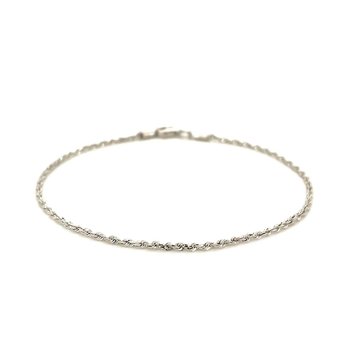 14k White Gold Solid Diamond Cut Rope Bracelet 1.5mm