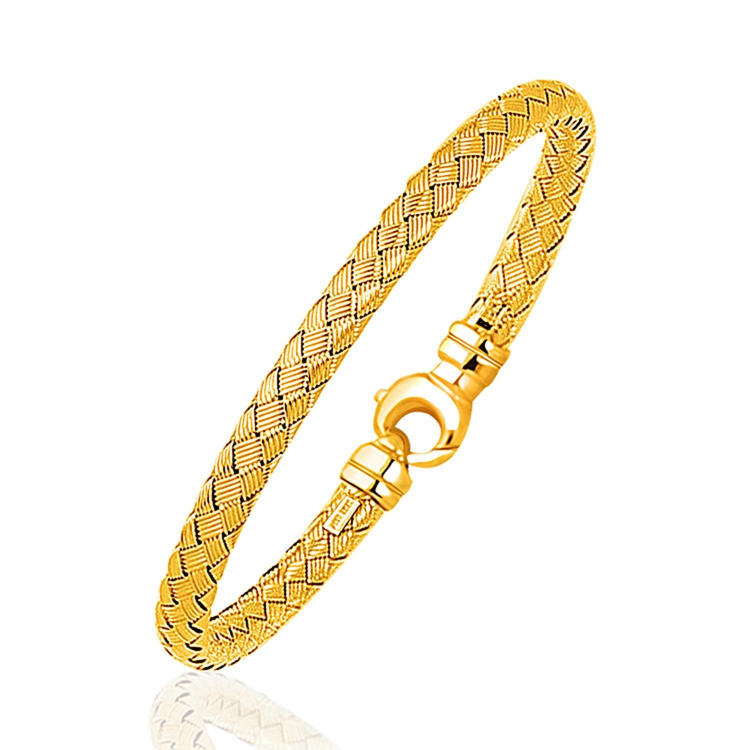 Fancy Weave Bangle in 14k Yellow Gold (5.0mm)