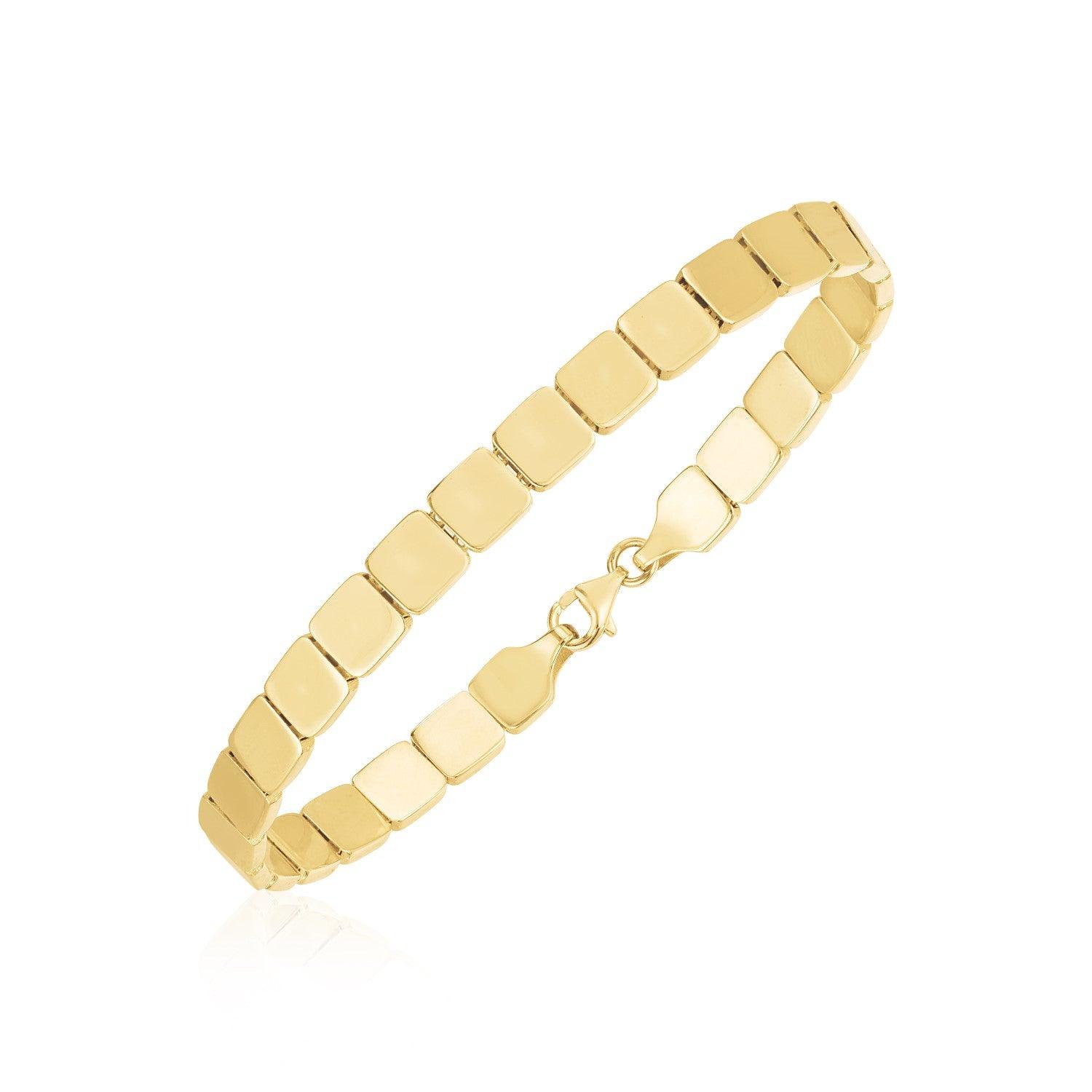 14k Yellow Gold High Polish Square Link Bracelet