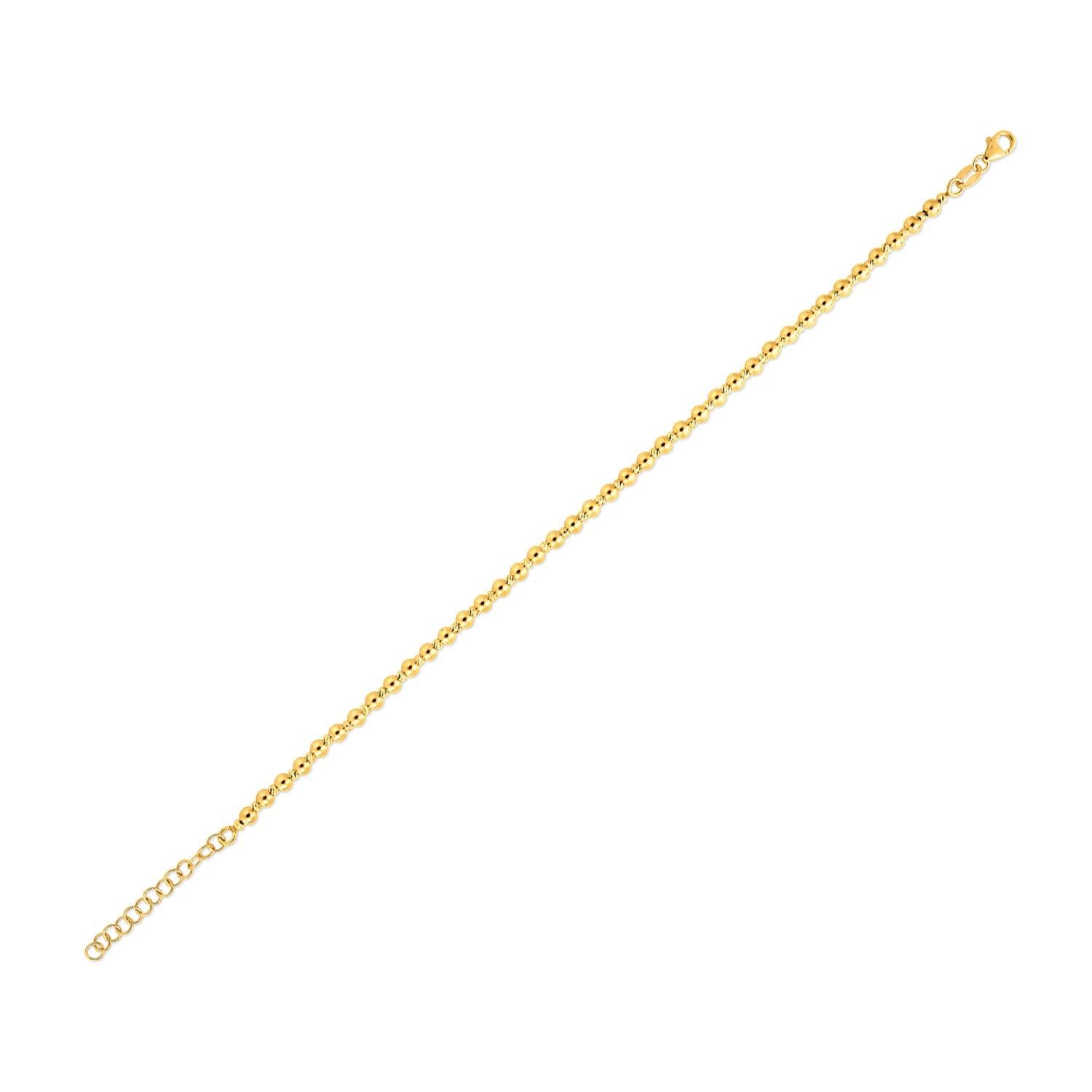 14k Yellow Gold Spaced Bead Bracelet (3mm)