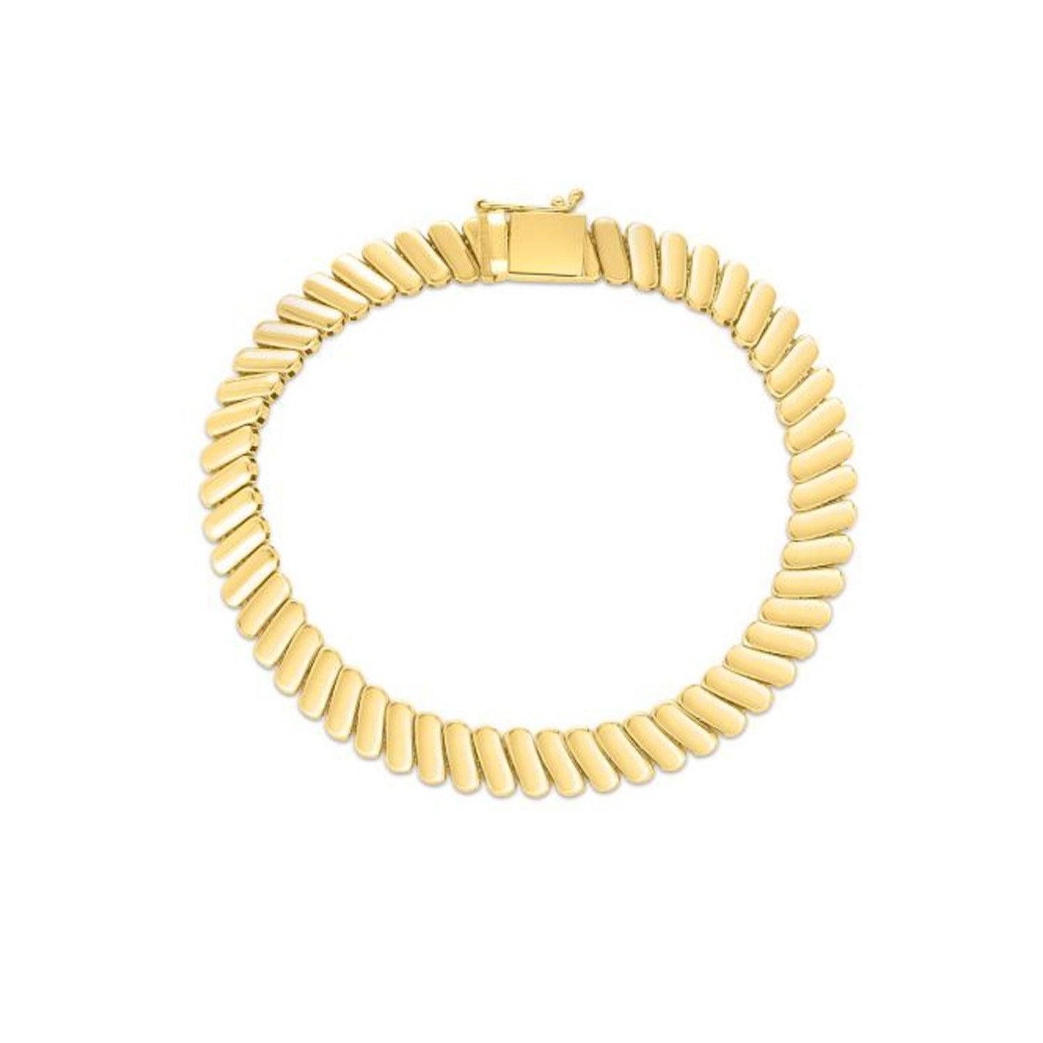 14k Yellow Gold Rib Link Bracelet