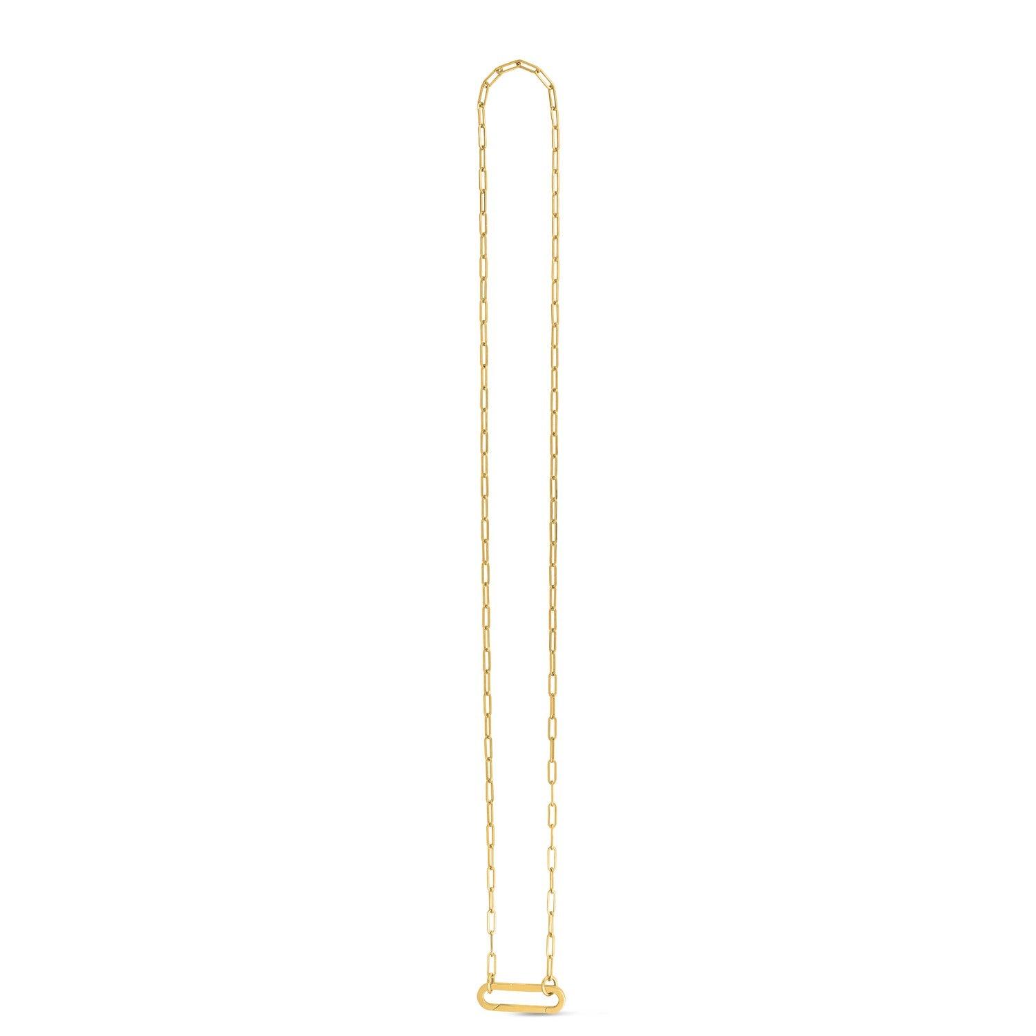 14k Yellow Gold Elongated Link Paperclip Necklace