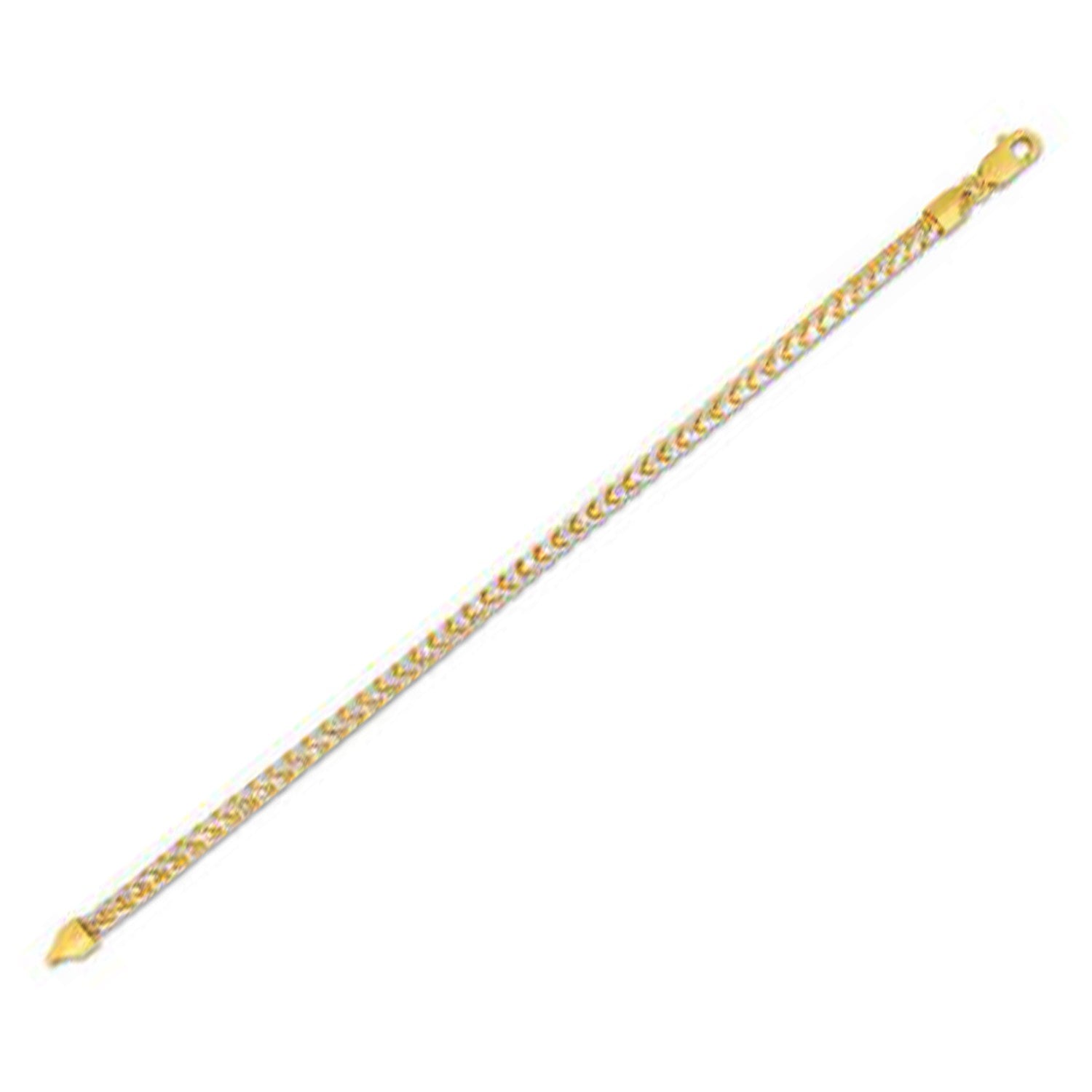 Round Pave Franco Chain Bracelet in 14k Yellow Gold (4.0 mm)