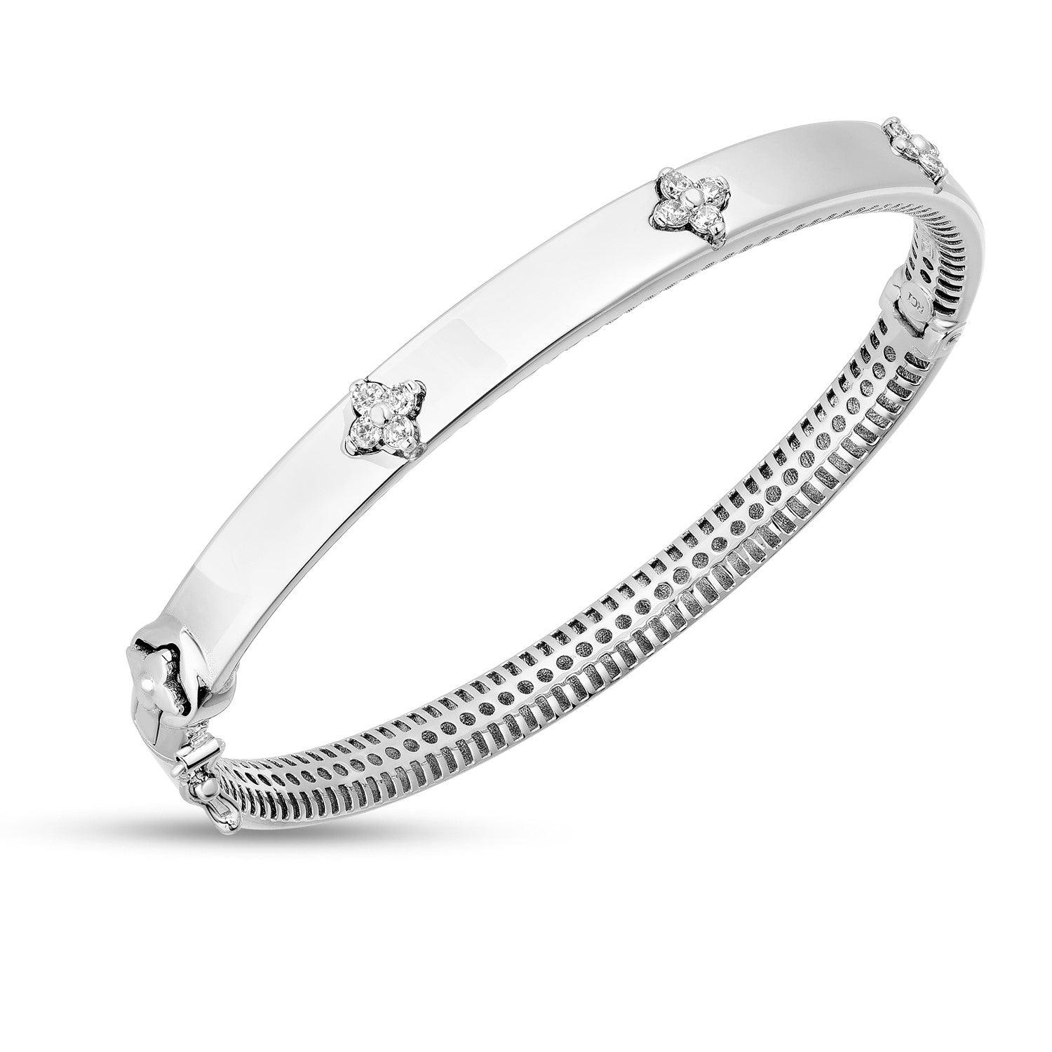 14k White Gold Trilogy Diamond Bangle