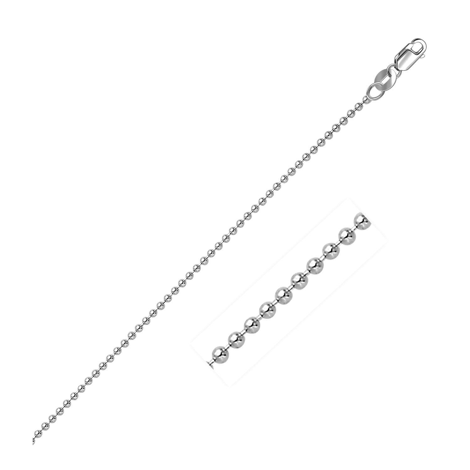 14k White Gold Bead Chain 1.5mm