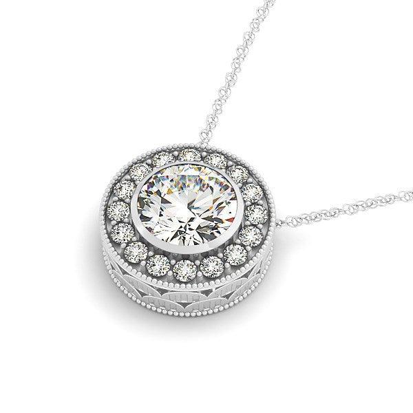 Diamond Halo with Center Bezel in 14k White Gold (5/8 cttw)