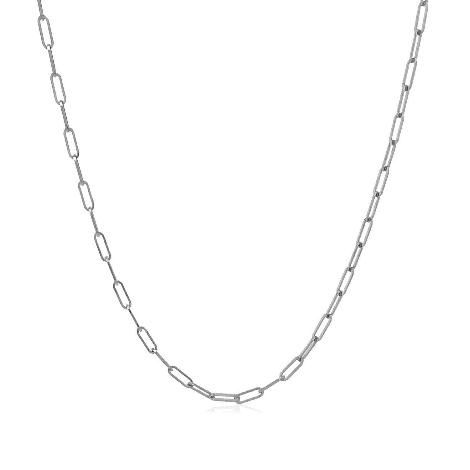 18K White Gold Fine Paperclip Chain (1.5mm)