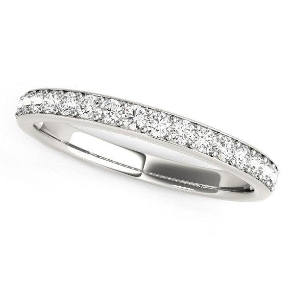 14k White Gold Prong Set Wedding Band with Diamonds (1/3 cttw)