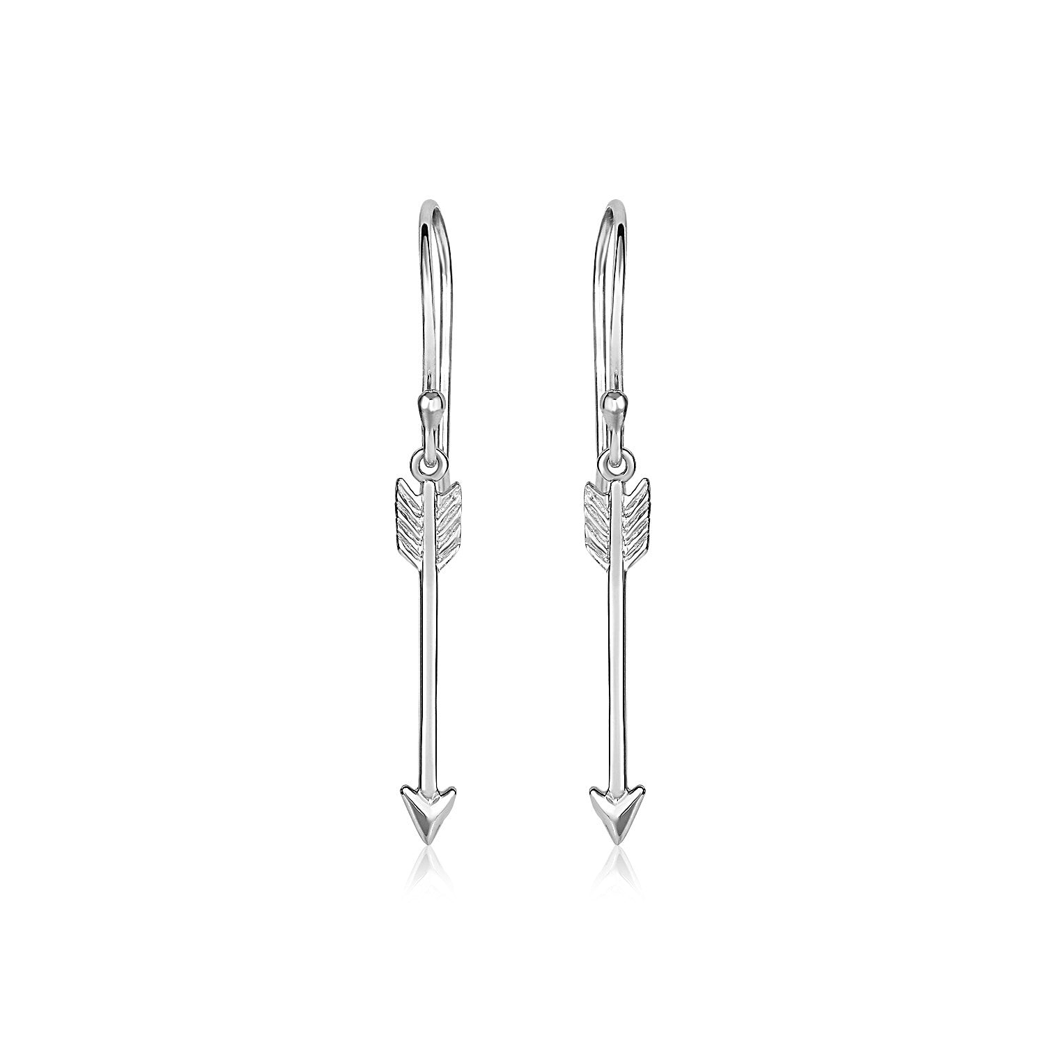 Sterling Silver Polished and Textured Arrow Earrings