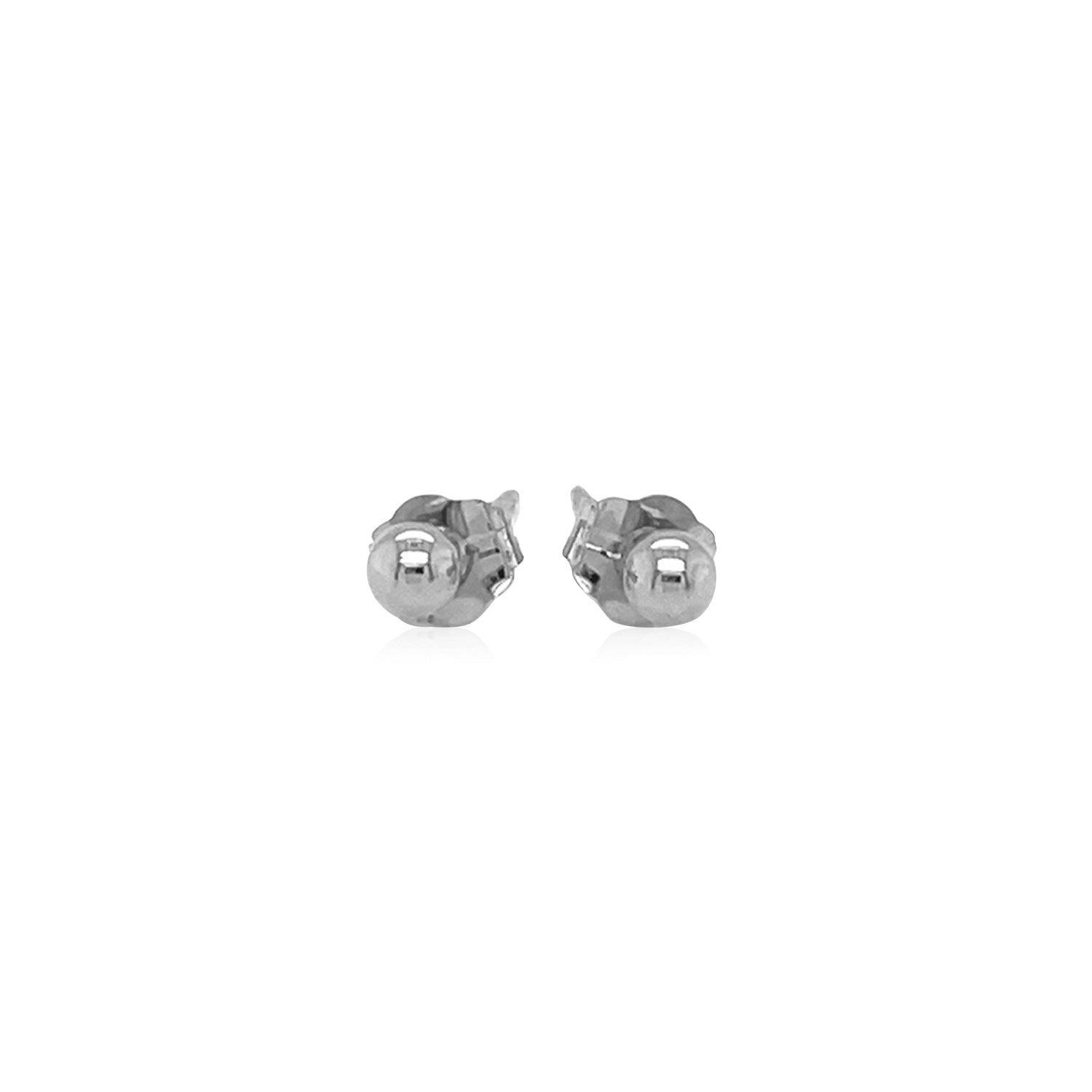 14k White Gold Spherical Stud Earrings (3.0 mm)