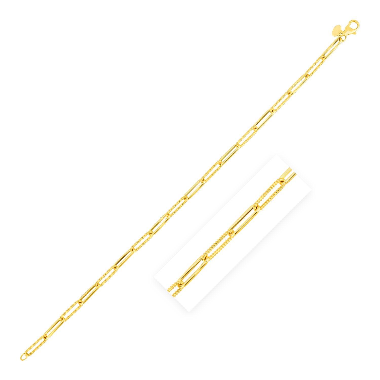 14k Yellow Gold Textured Paperclip Chain (3.5mm)