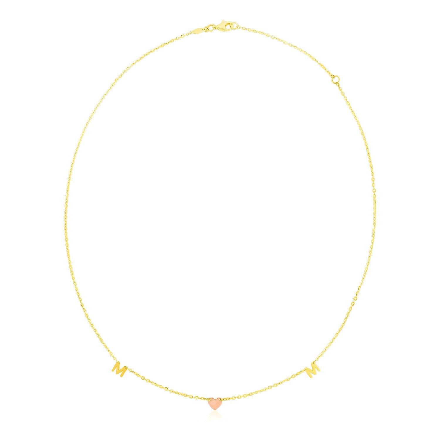 14k Yellow and Rose Gold Mom Necklace