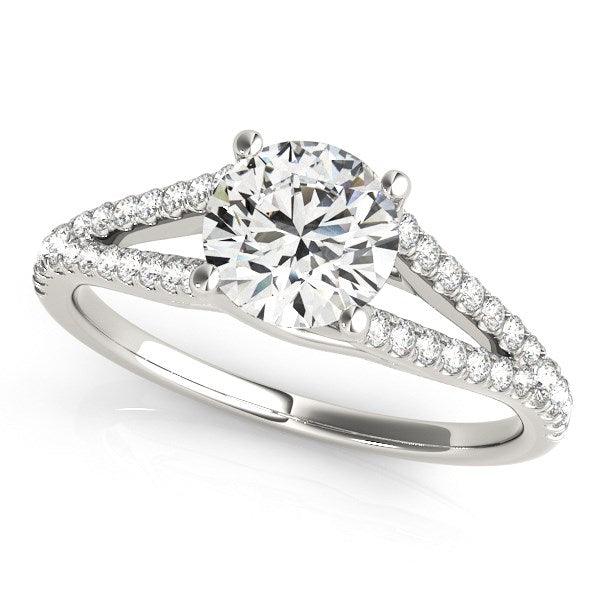 14k White Gold Split Shank Round Pronged Diamond Engagement Ring (1 1/8 cttw)