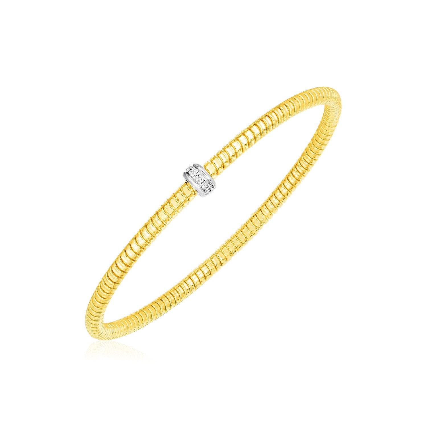 14k Yellow Gold Stretch Bangle with Diamonds