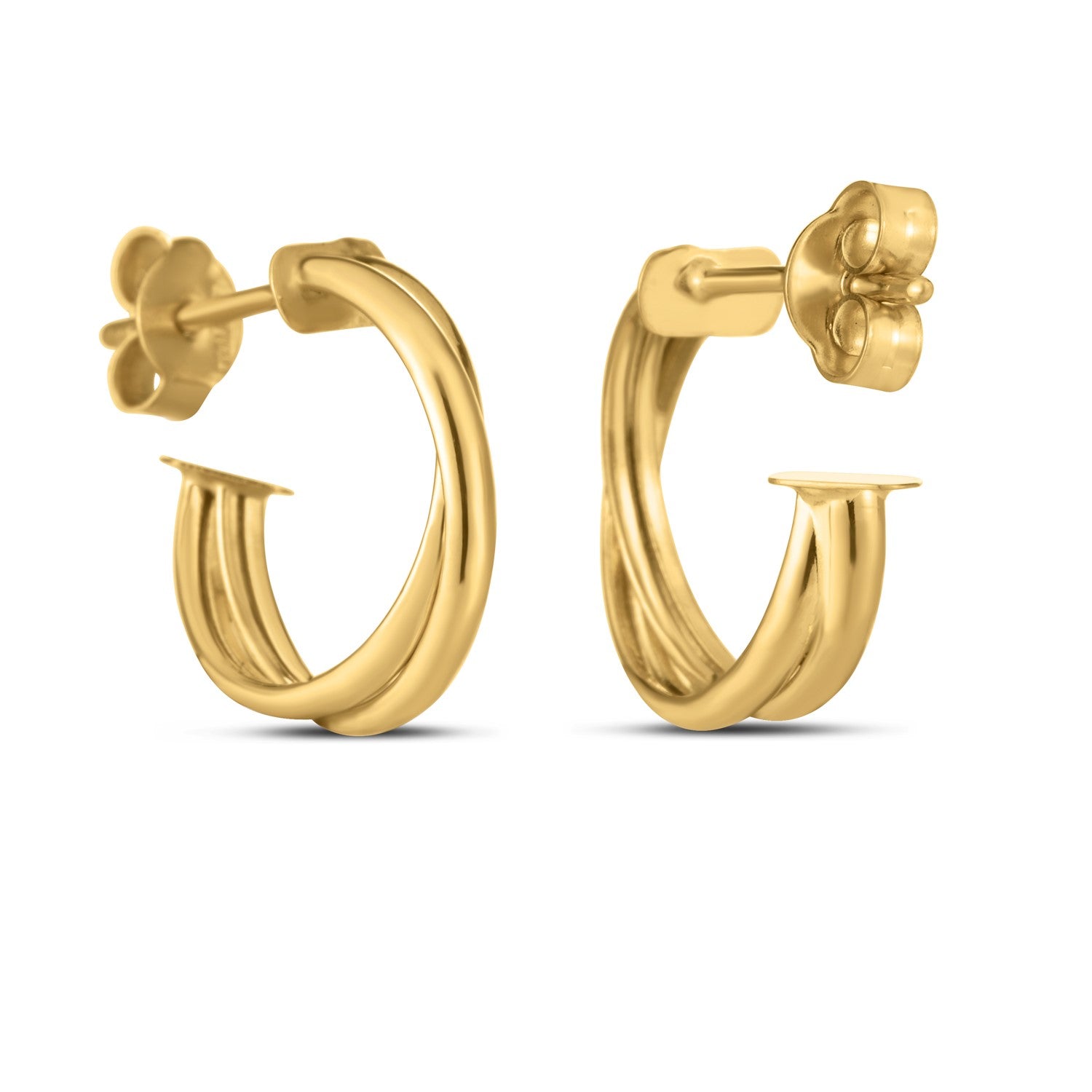 14k Yellow Gold Crossover Hoops