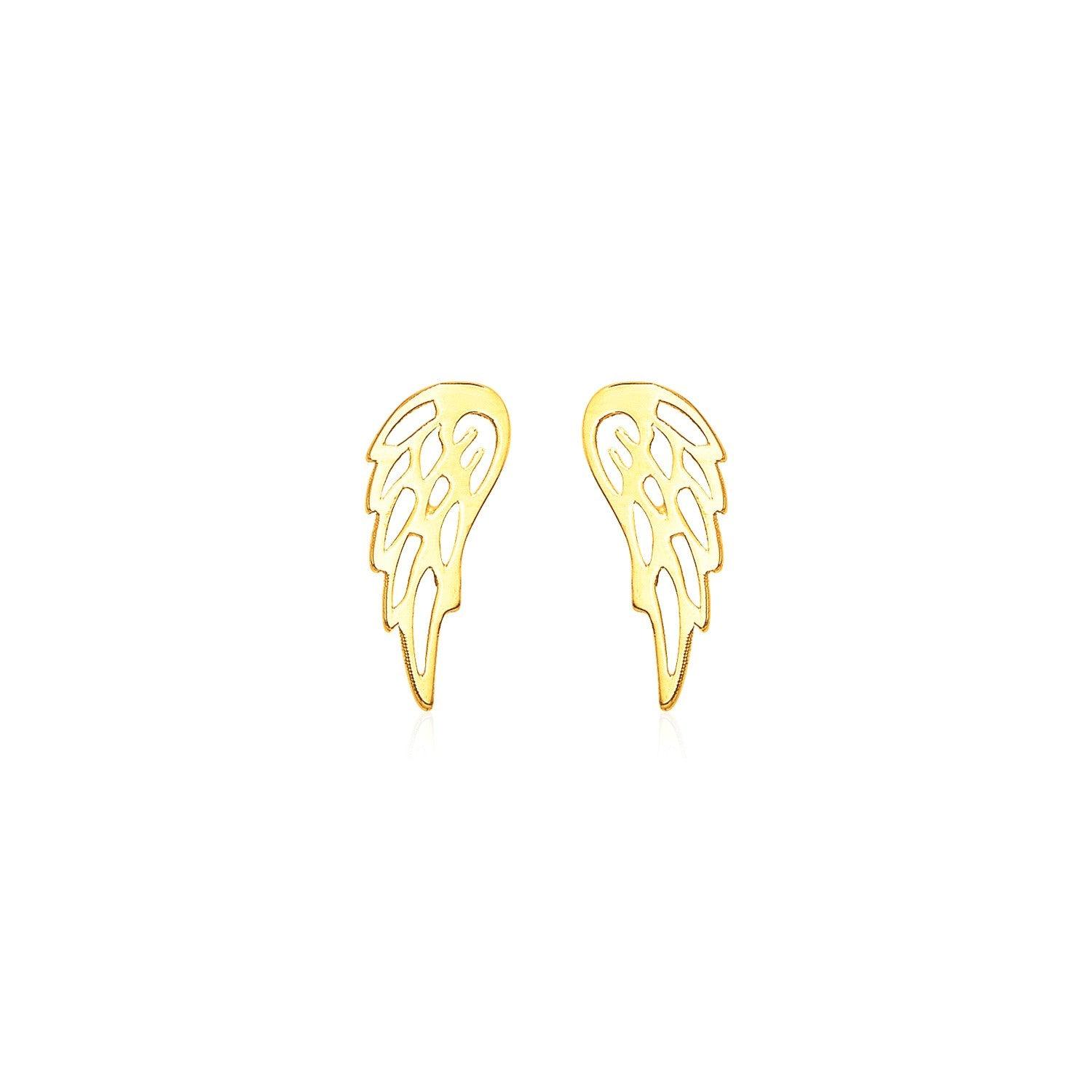 14k Yellow Gold Polished Wing Post Earrings