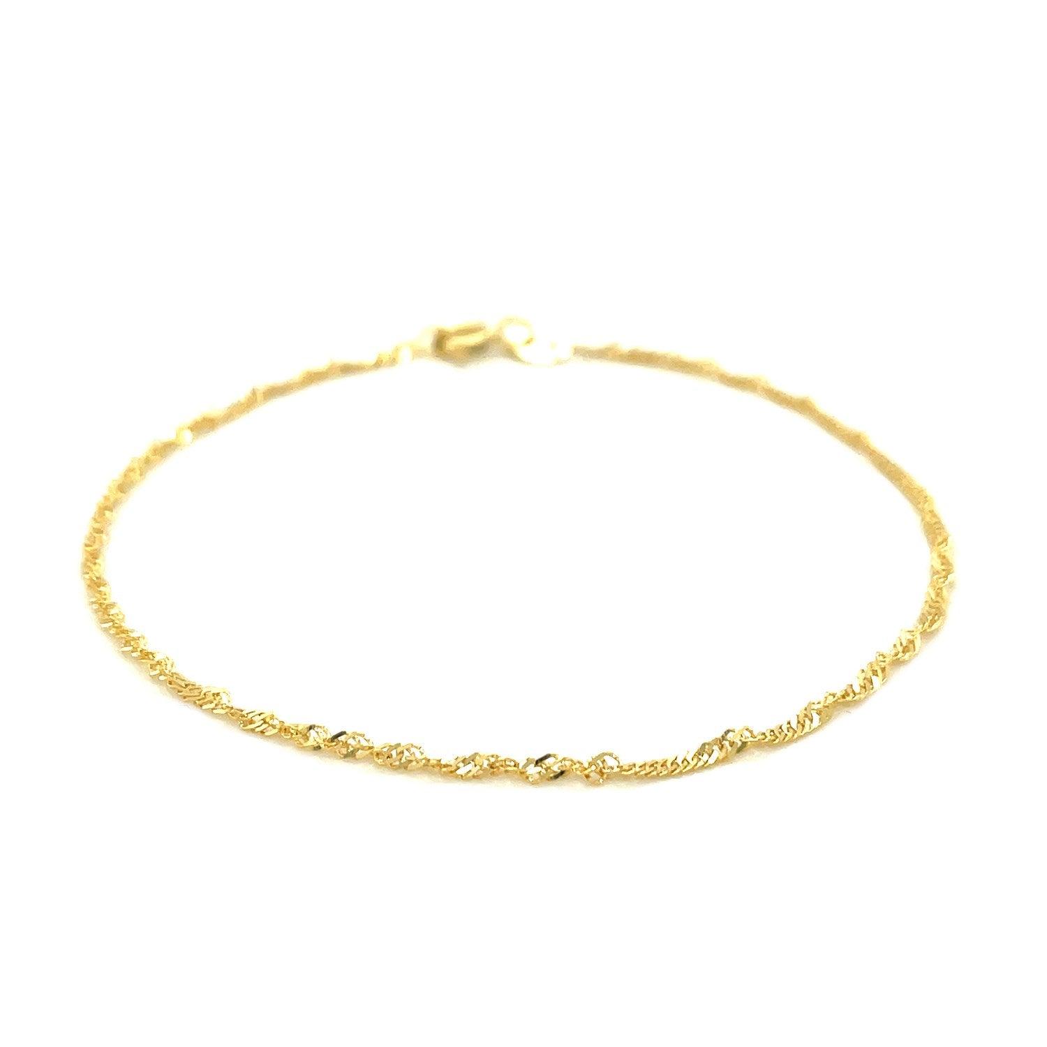 10k Yellow Gold Singapore Bracelet 1.5mm